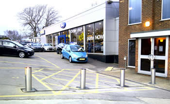 Green Gate Access Systems - Automatic rising bollards at Ford car dealership