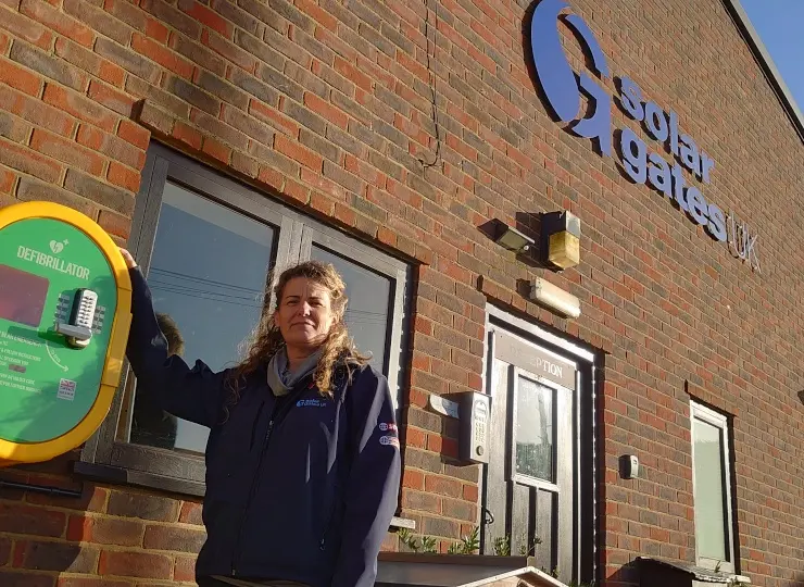 Solar Gates UK Instals Community Defibrillator