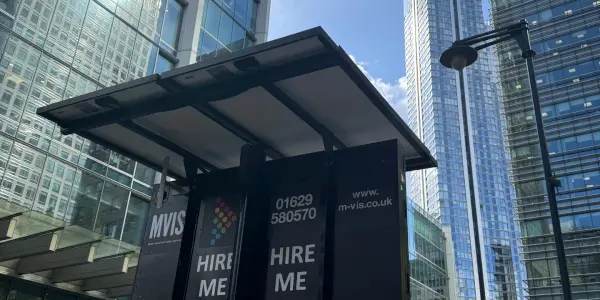 VMS-A back of the display facing Canary Wharf.