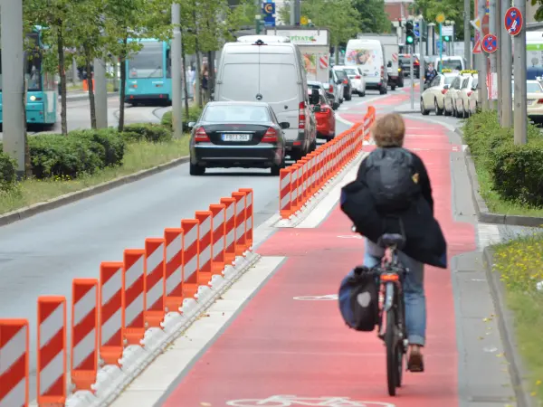pedestrian cycling within the cycle lane delineator markings on road networks.